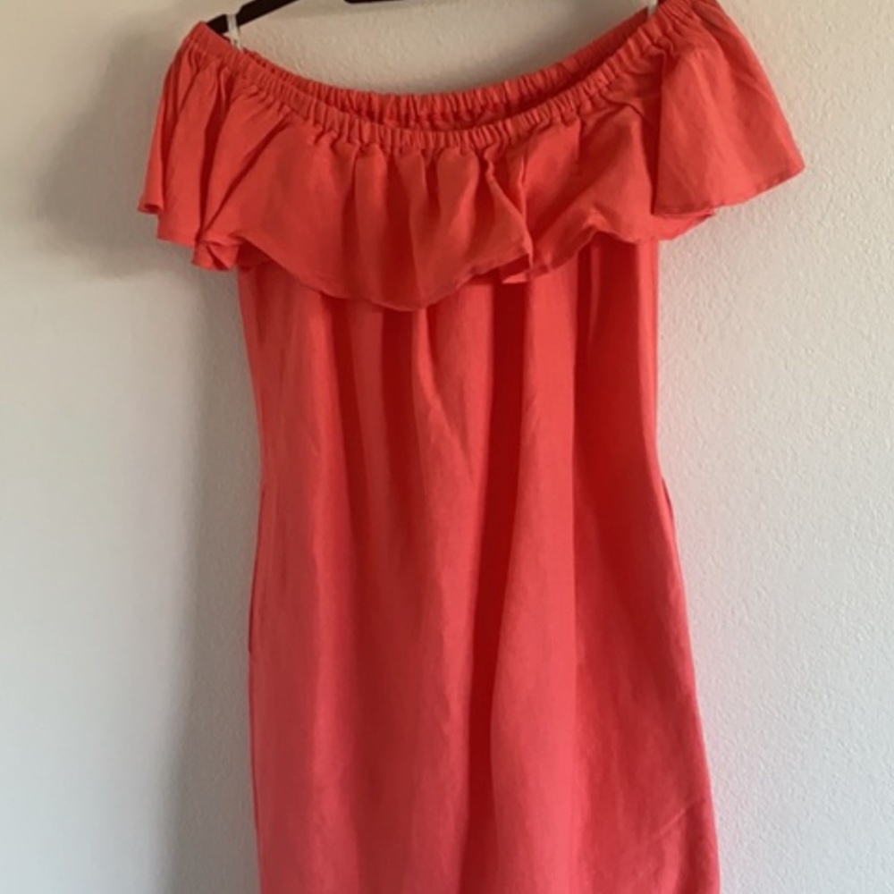 Tommy Bahama coral strapless ruffle dress  M